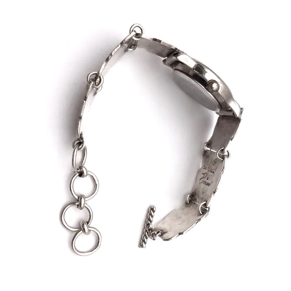 Signed - Joe Degalrito & May Willie, Navajo. Vntg Sterling Watch Band / Bracelet - Picture 4 of 8